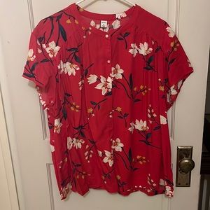 Old Navy, Flower pattern, button up blouse, size XL